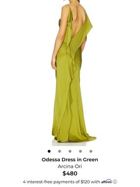 NWT ARCINA ORI Odessa Green Ruffled Back Evening Dress Size Small